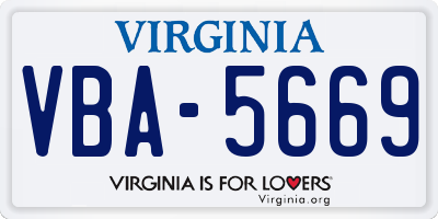 VA license plate VBA5669
