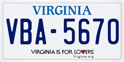 VA license plate VBA5670