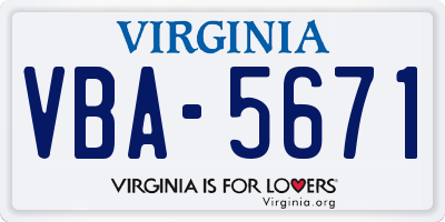VA license plate VBA5671