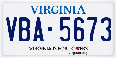 VA license plate VBA5673
