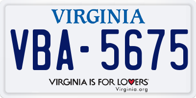 VA license plate VBA5675