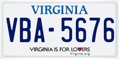 VA license plate VBA5676