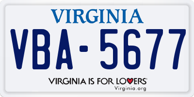 VA license plate VBA5677
