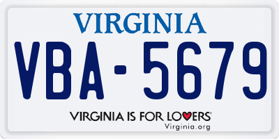 VA license plate VBA5679