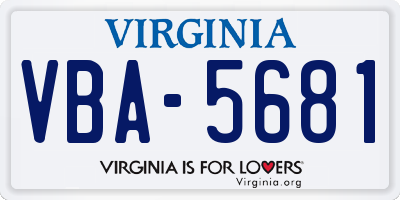 VA license plate VBA5681