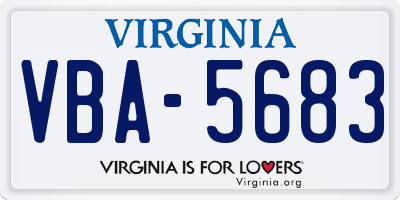 VA license plate VBA5683