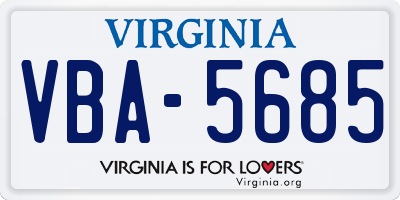 VA license plate VBA5685