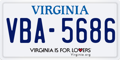 VA license plate VBA5686
