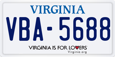 VA license plate VBA5688