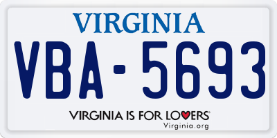 VA license plate VBA5693