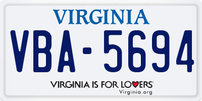 VA license plate VBA5694