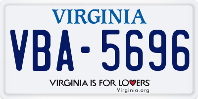 VA license plate VBA5696