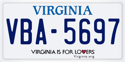 VA license plate VBA5697