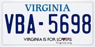 VA license plate VBA5698