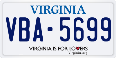 VA license plate VBA5699