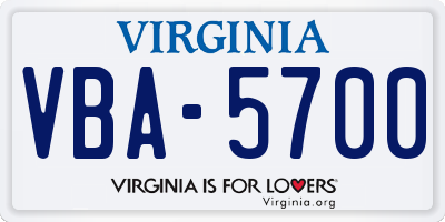 VA license plate VBA5700
