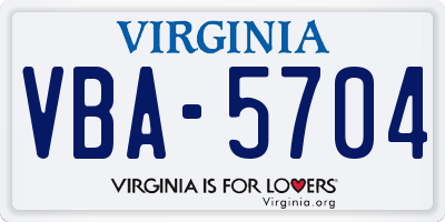 VA license plate VBA5704