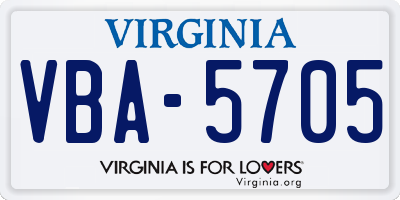 VA license plate VBA5705