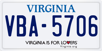 VA license plate VBA5706