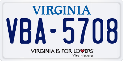 VA license plate VBA5708