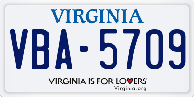 VA license plate VBA5709