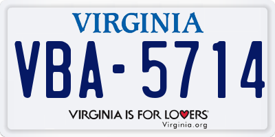 VA license plate VBA5714