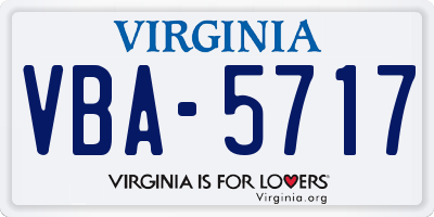 VA license plate VBA5717