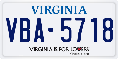 VA license plate VBA5718