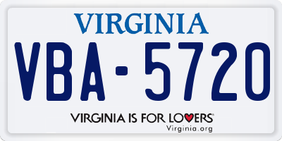 VA license plate VBA5720