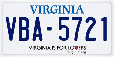 VA license plate VBA5721