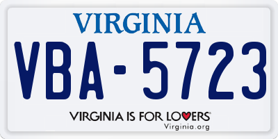 VA license plate VBA5723