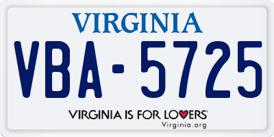 VA license plate VBA5725