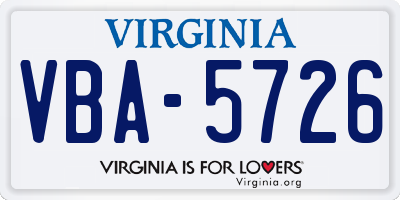 VA license plate VBA5726