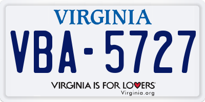 VA license plate VBA5727