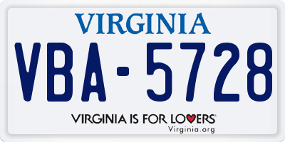VA license plate VBA5728