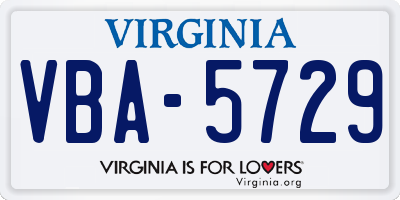 VA license plate VBA5729