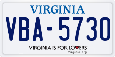 VA license plate VBA5730