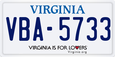 VA license plate VBA5733