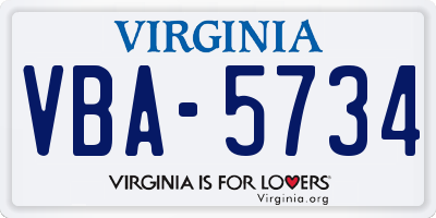 VA license plate VBA5734