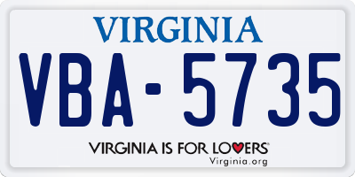 VA license plate VBA5735