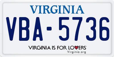 VA license plate VBA5736