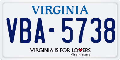 VA license plate VBA5738