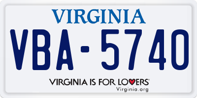 VA license plate VBA5740