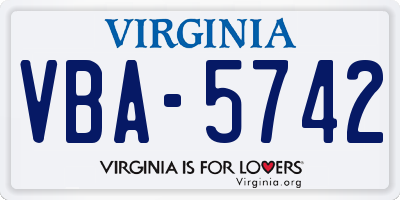 VA license plate VBA5742