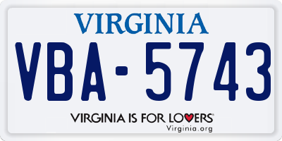 VA license plate VBA5743