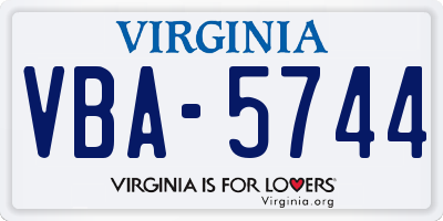 VA license plate VBA5744