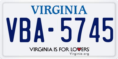 VA license plate VBA5745