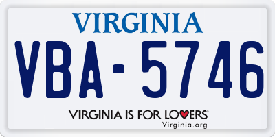 VA license plate VBA5746