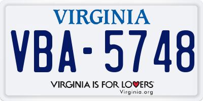 VA license plate VBA5748