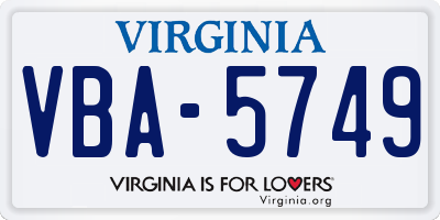 VA license plate VBA5749